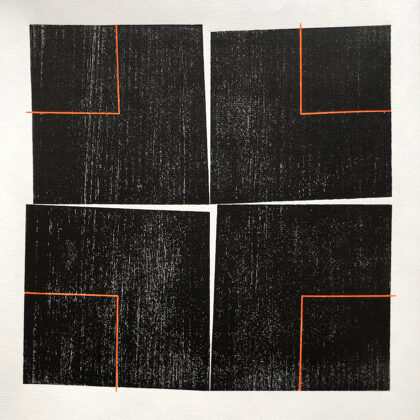 Temperantia. Woodcut, stencil. 2023. 25 x 25 cm