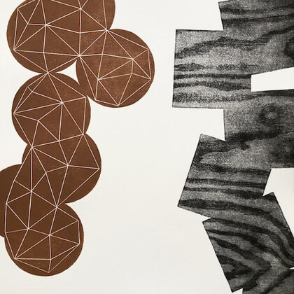 Oedipus and the Sphinx . Woodcut / linocut. 2023. 52 x 38,5 cm       