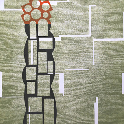 Simeon Stylites. Woodcut / Linocut. 2023. 52 x 38,5 cm 