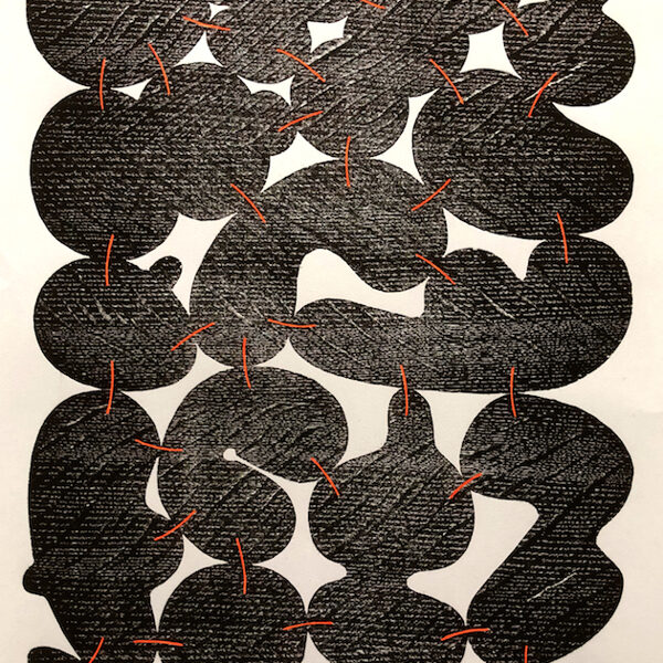 Lustgarten. 2023. Illuminated woodcut. 57 x 47 cm 