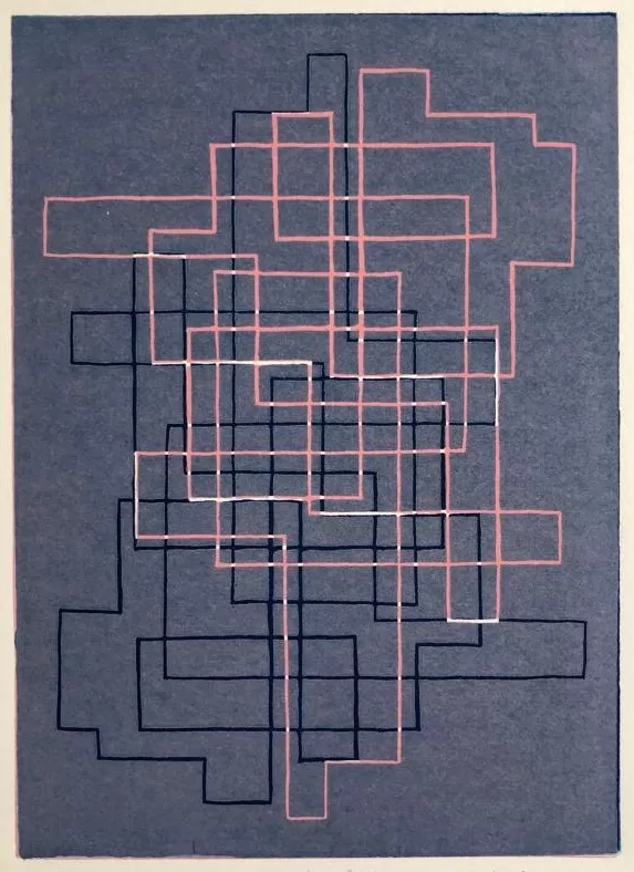 Through the Looking Glass III. Linocut. 2022. 21 x 15 cm