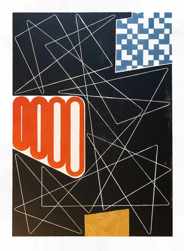 The Symposium. Woodcut/ linocut. 2022. 42 x 30 cm