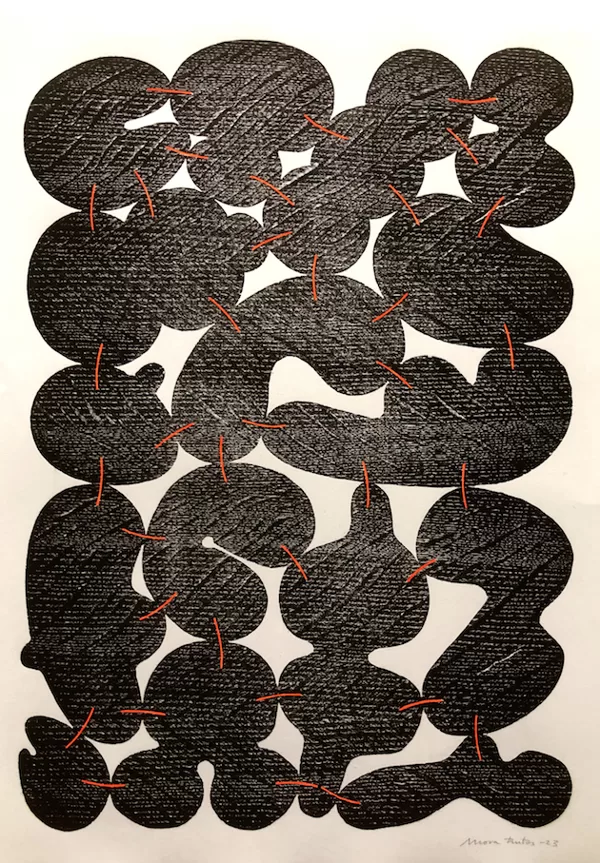 Lustgarten. 2023. Illuminated woodcut. 57 x 47 cm 